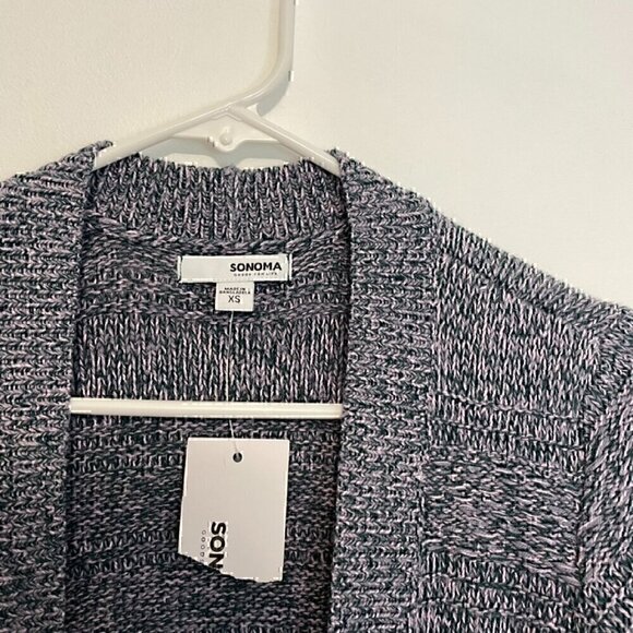 NEW NWT SONOMA Allover Stitch Cardigan Teal Lilac Lavender Pink Open Sweater XS - Picture 6 of 14